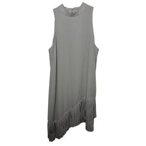 Anna Grace Womens Medium Gray Fringe Hem Sleeveless Shift Dress